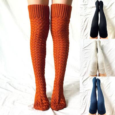 New Over Knee Knitted Stockings Women Autumn Winter Thick Knit Casual Warm Thigh High Socks Leg Warmers Female Wholesale