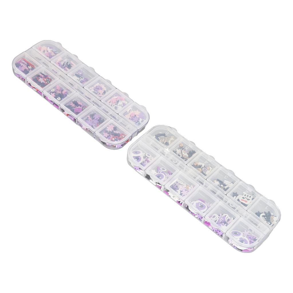 2 Box Salon 3D Skull Pattern Nail Art Slices Clay Halloween Nail Art Sequins Party Decoration for Women