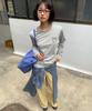 RONRON Dot Stripe Multi Pocket Long Sleeve Gray