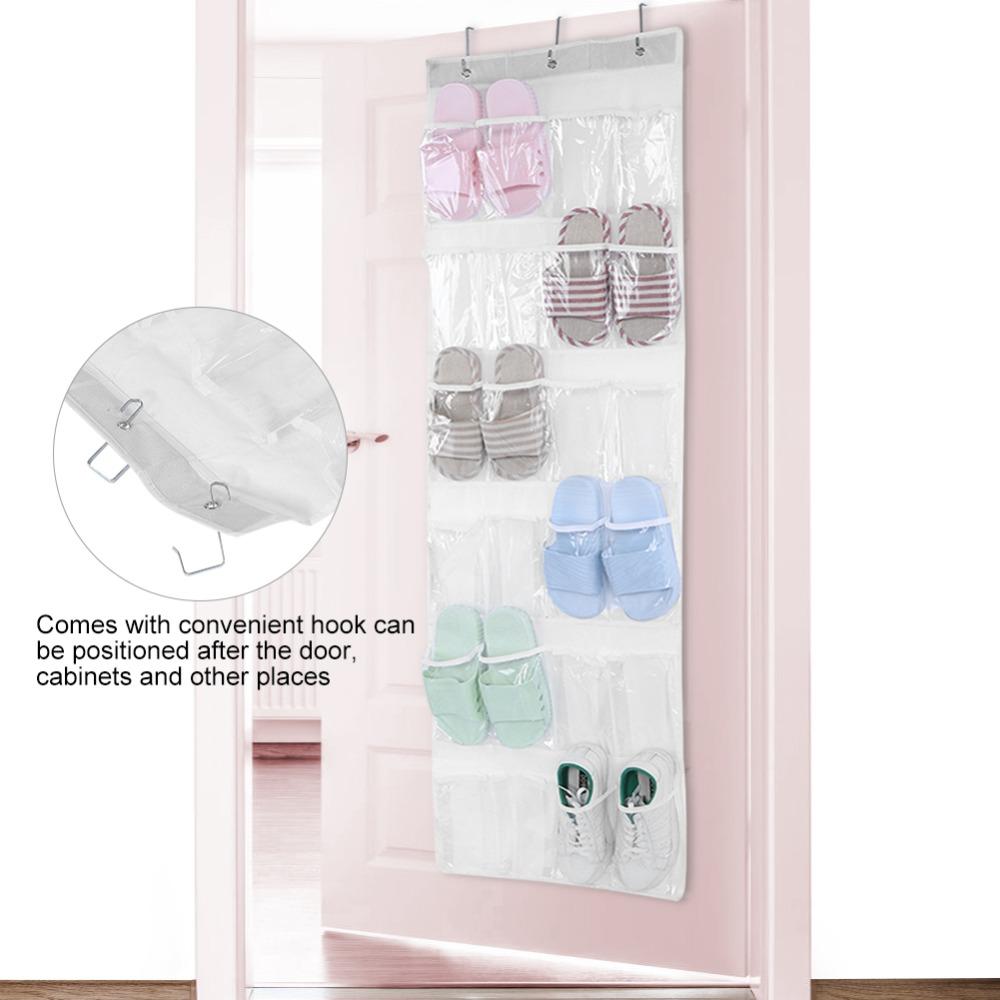 White Transparent Shoes Bags Non Woven Organizer Rack Hanging Storage Bags  Home Use