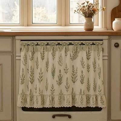 Ofenrock mit 7 Bandbindern Pilzblumenkürbis-Muster Bauernhausküche Dekorative Schrank-Spülmaschinen-Geräte-Ofenvorhang