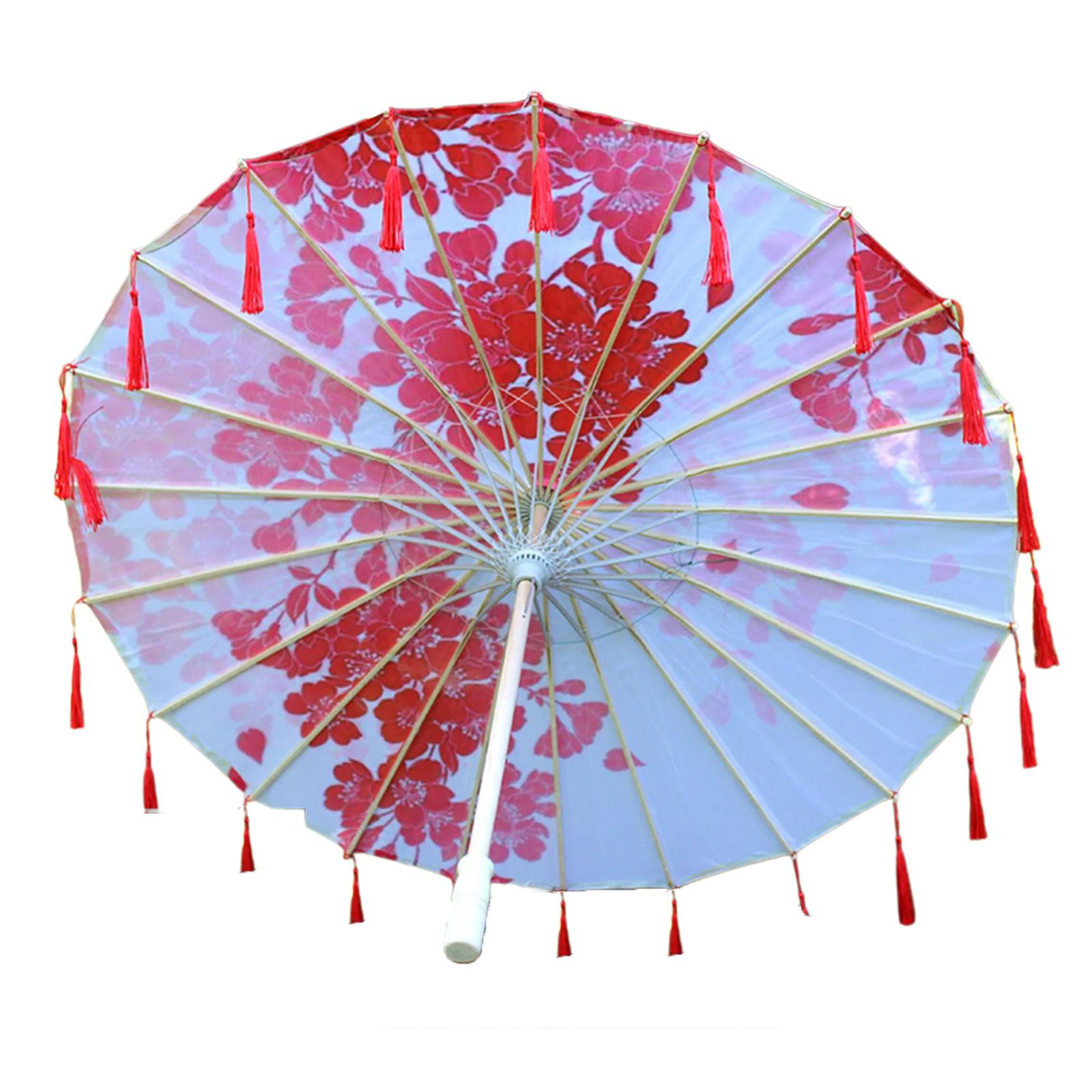 

Традиционный зонтик от солнца Ретро шелковый зонт с кисточками Зонт Китайское искусство Танцевальный зонт для балетного танца Свадебный реквизит 1