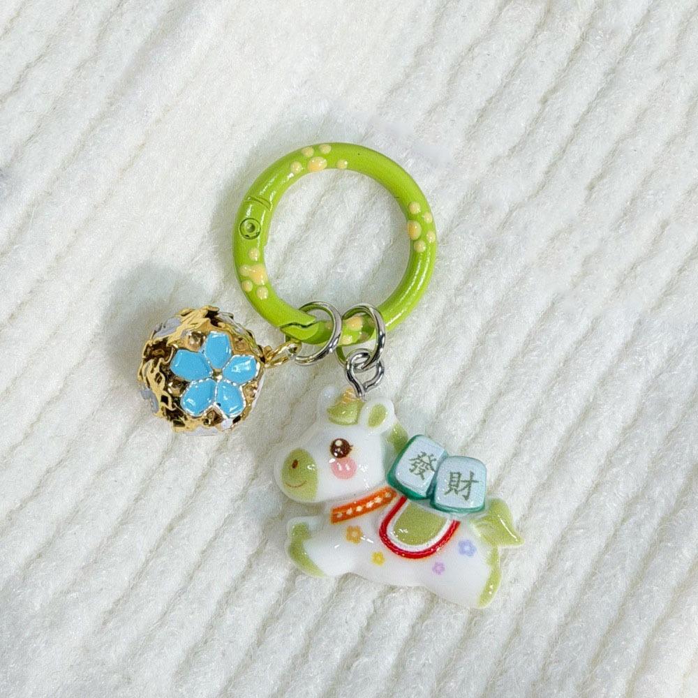 Little God of Wealth Horse Year Keychain Cute New Year Keyring Chinese New Year зелёный