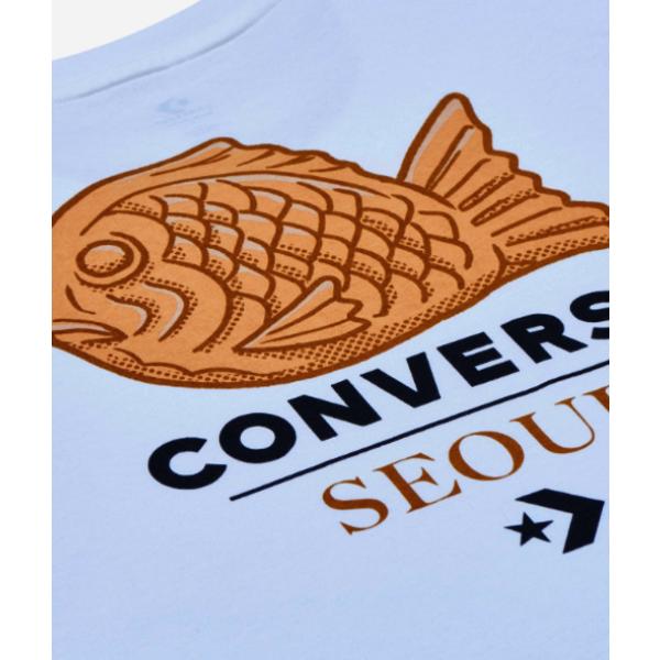 Converse Seoul CiTy Bungeo Bread Back PrinT ShorT Sleeve T shirT Oversized whiTe