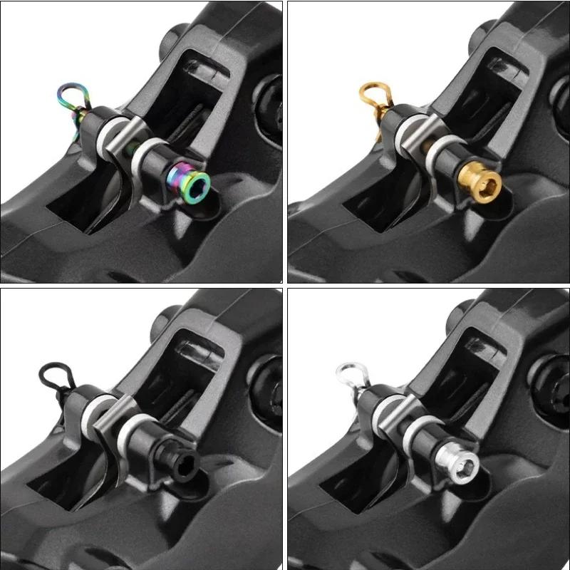 2pcs Titanium Bolts Bicycle Disc Brakes Caliper Lightweight Mounting Screws Road MTB Disc Brake Pad Bolts with Fixing Clip