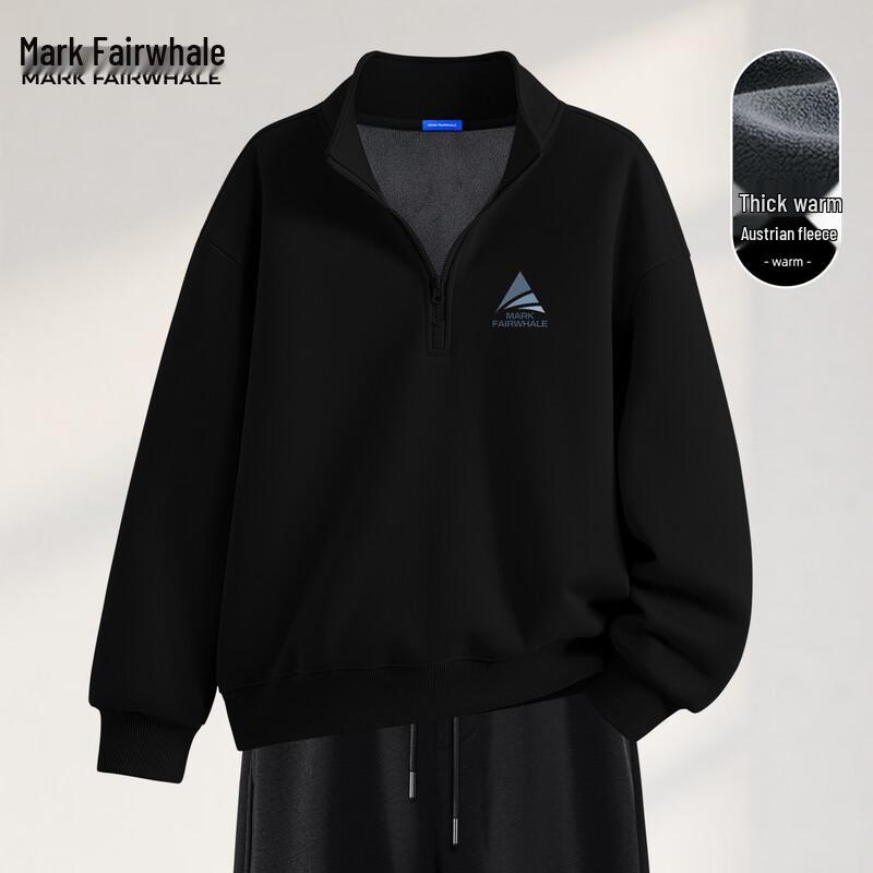 Mark Fairwhale Men's Heavyweight Half-Zip Stand Collar Fleece Sweatshirt