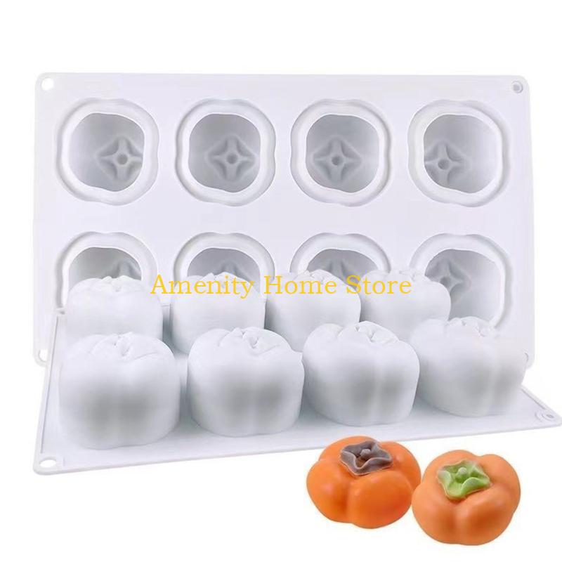 F26C Mangosteen Shaped Silicone Mold Cake Chocolate Craft Persimmon Baking Tool 3D CN