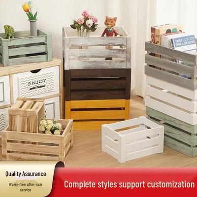 Distressed Wooden Rectangular Basket for Fruit & Vegetable Display