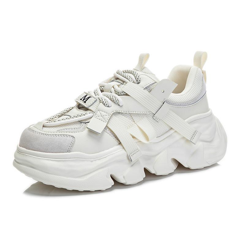 Foam sole leather dad shoes 2025 spring new women's platform sneakers women's breathable versatile shoes children