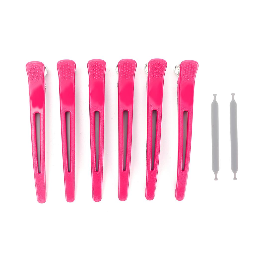 6Pcs Professional Hair Clips NonSlip Dividing Duckbill Hair Clips for Hair Cutting Styling(Rose Red