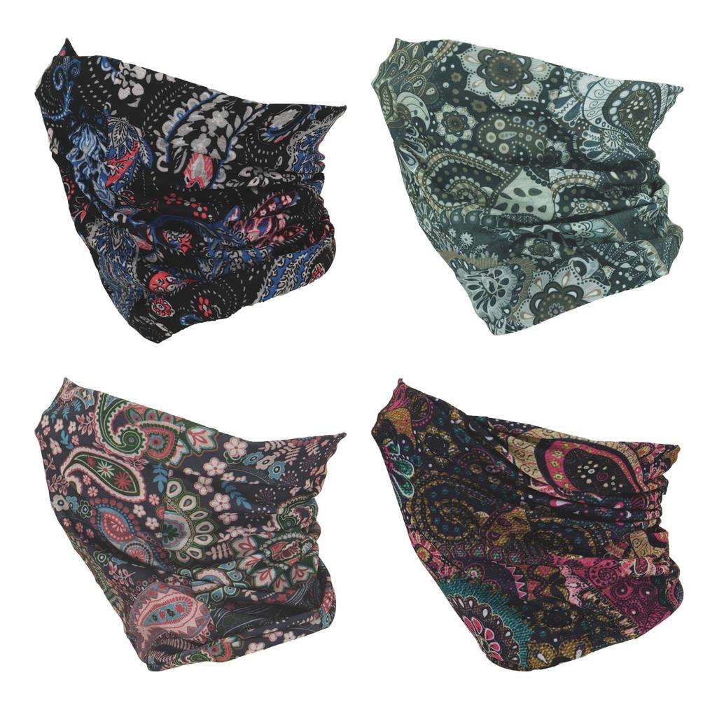 for Women and Head Half Face Paintball Neck Colorful Cashew Nut Flower Cool Colors [SMEHCF] Multi-Purpose Bandanas, 4-Pack, Men, Headbands,