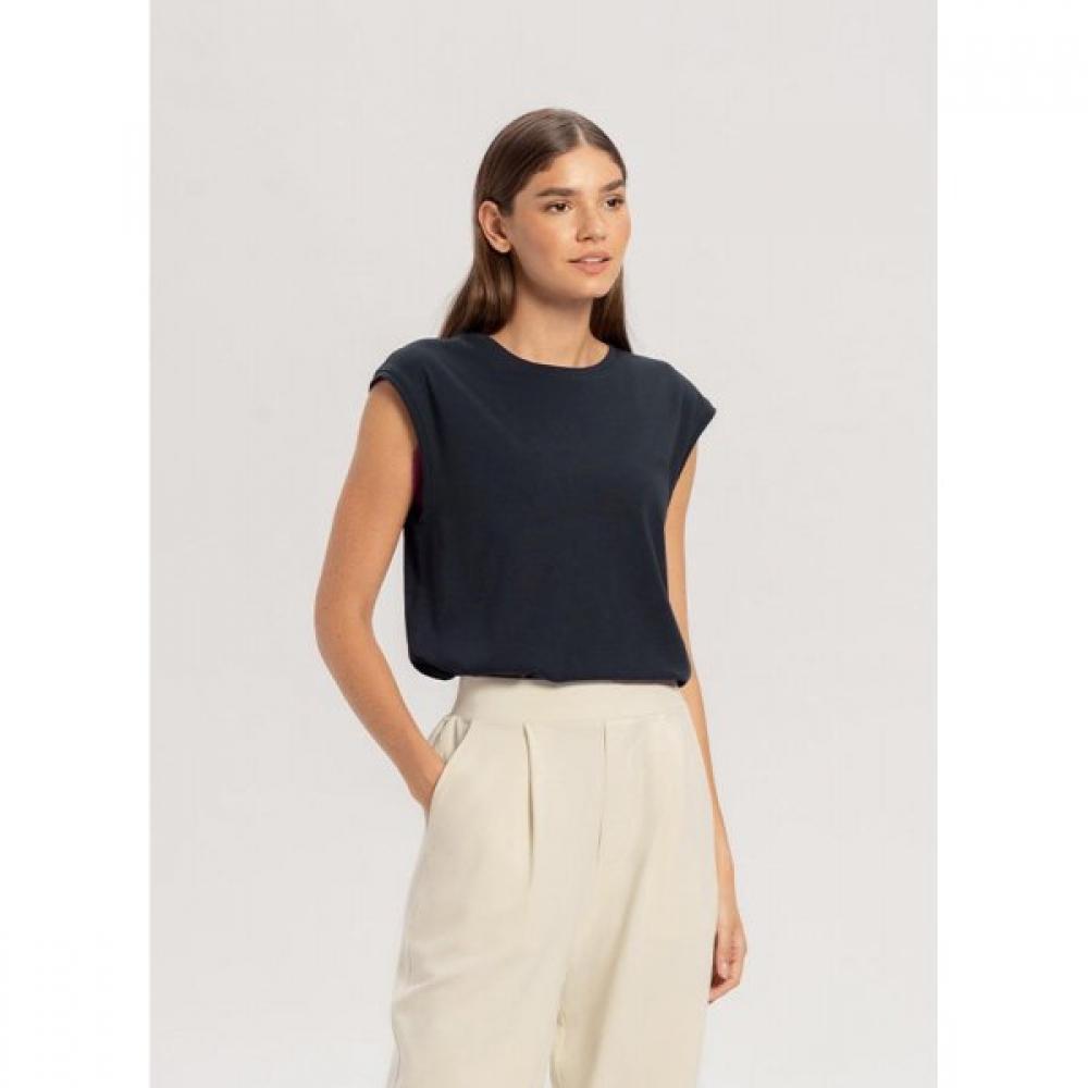 Budhi Mudra Simple Round Sleeveless Blueberry Blueberry/S