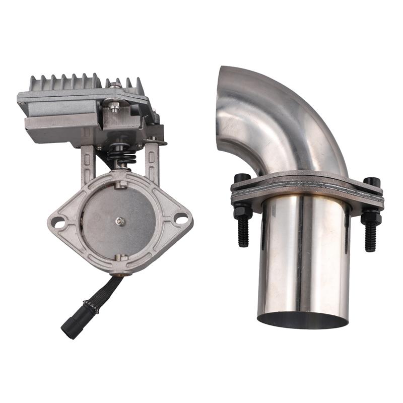 Durable-Electric Exhaust Cutout Valve With Flanged Pipes 12V Power Outlet Adjustment