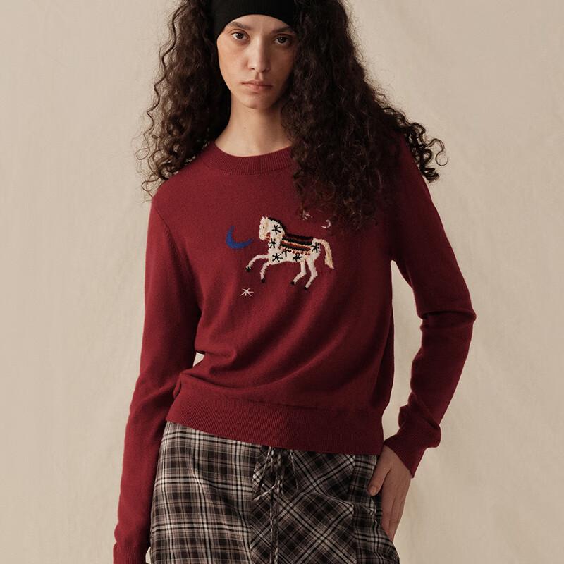 GREEN BELT Vintage Little Horse Jacquard Wool Sweater