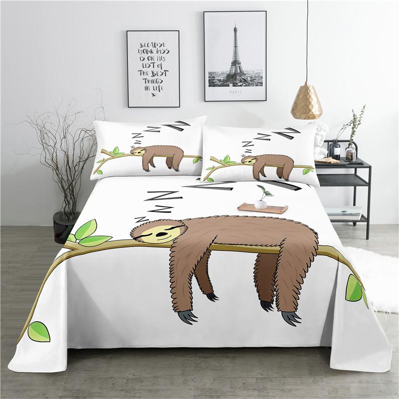 Cartoon Wolves 0.9/1.2/1.5/1.8/2.0m Digital Printing Polyester Bed Flat Sheet With Pillowcase Print Bedding Set