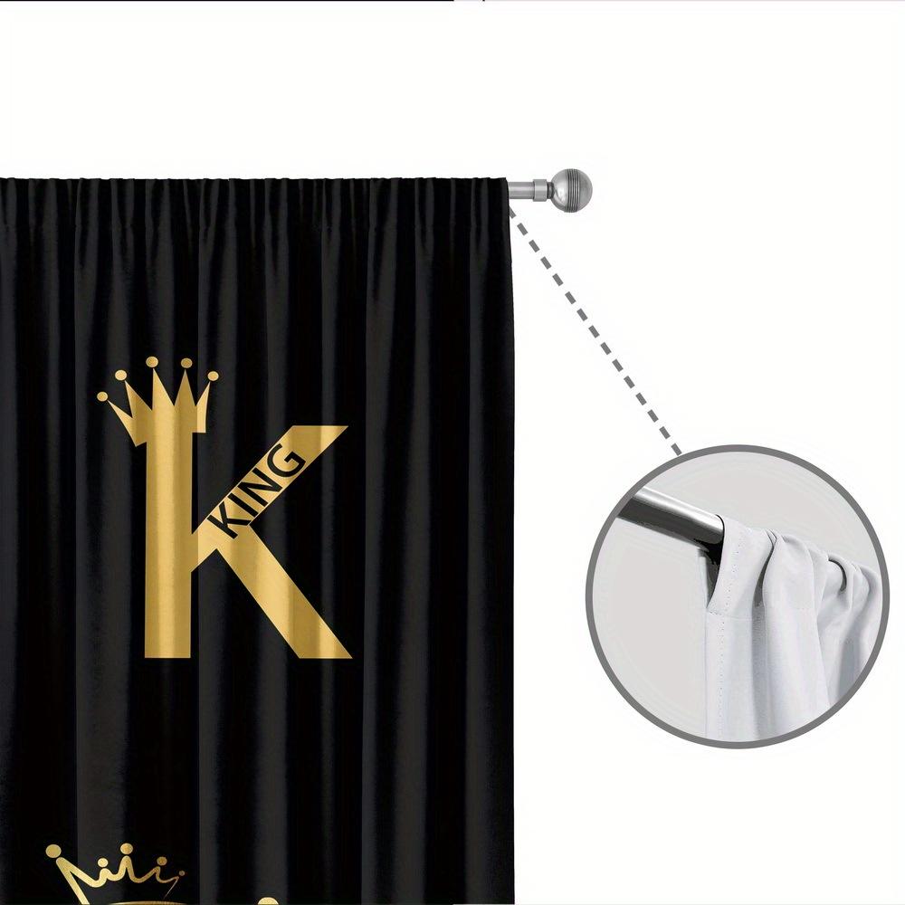 2pcs Insulated Blackout Letter Print Curtains – Machine-Washable Polyester for Bedroom   Living Room & Kitchen – Great Gift