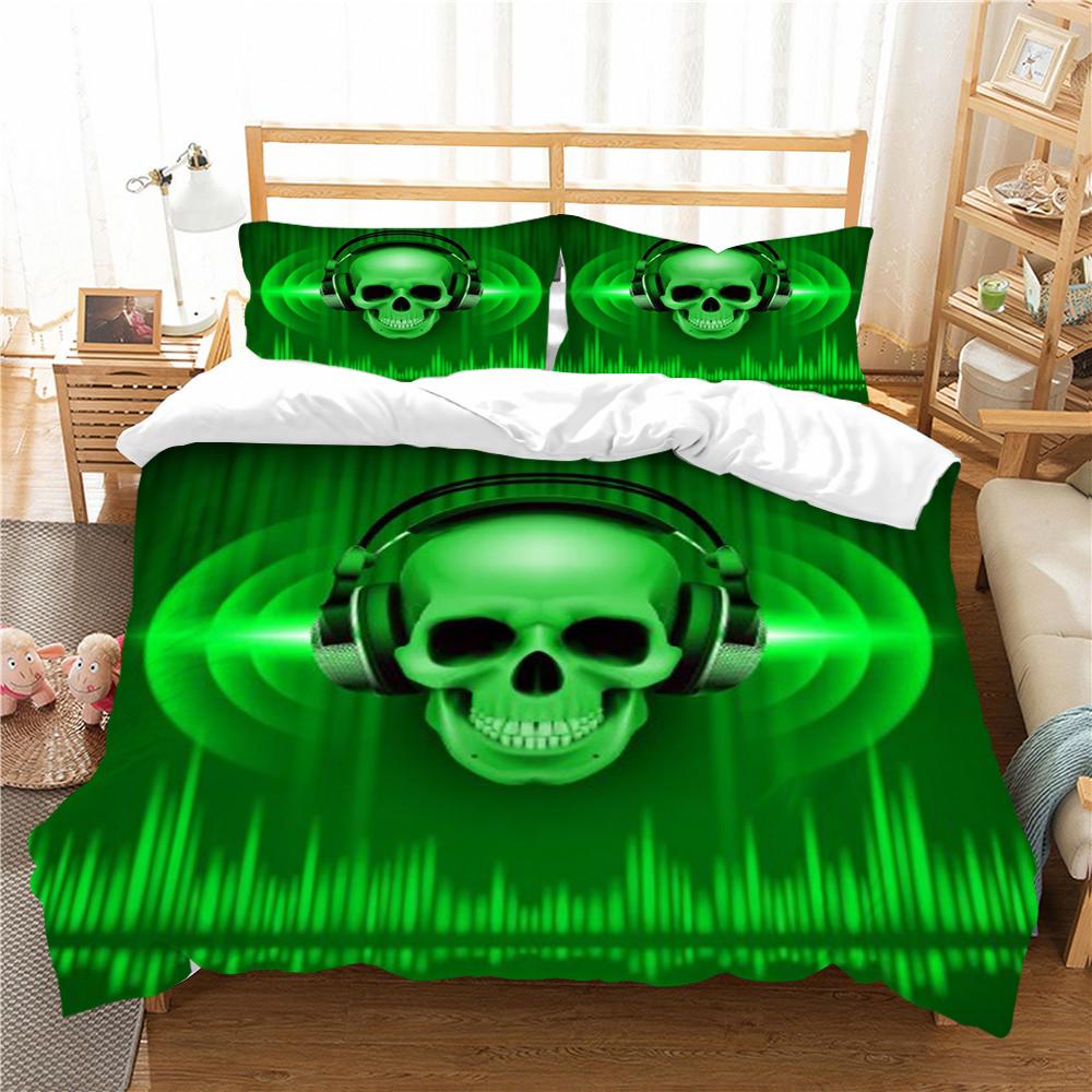 Home Bed Clothes 3D Skull Printing Duvet Cover Set Superior Bedding Cover Suit Single Double Size Bed Set Polyester Pillowcase