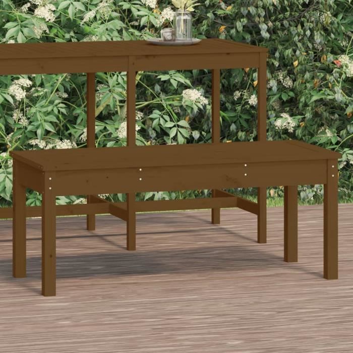 VidaXL Banc de jardin marron miel 109x44x45 cm bois de pin massif 824007