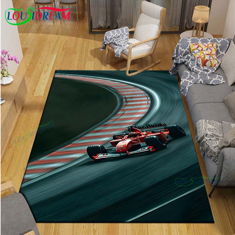 2026 Hot Fashion Racing Car Print Flannel Carpet Outdoor Rug Area Rug Non-slip Carpet Bedroom Decor Carpet for Kids Luxury Gift