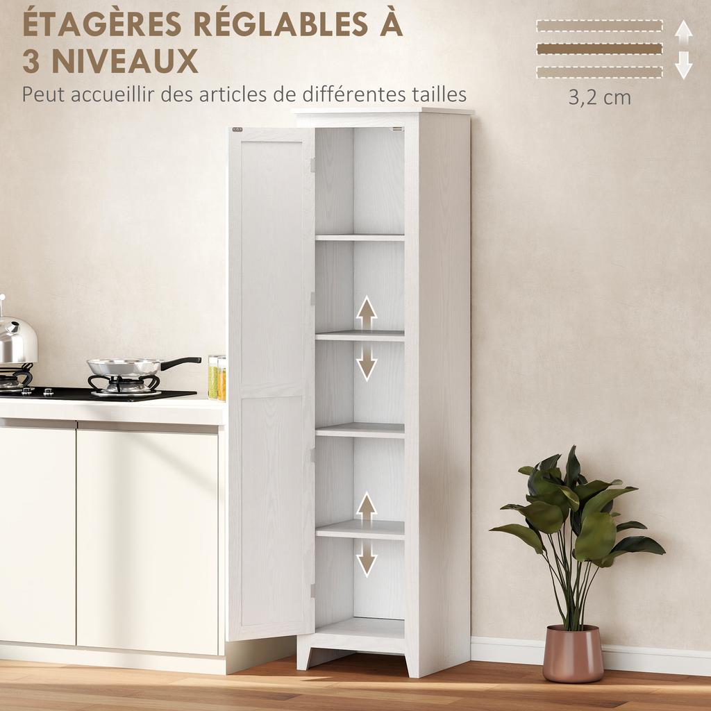 Kitchen Sideboard Storage Cabinet, 2 Adjustable Shelves, 170 cm, White Wood