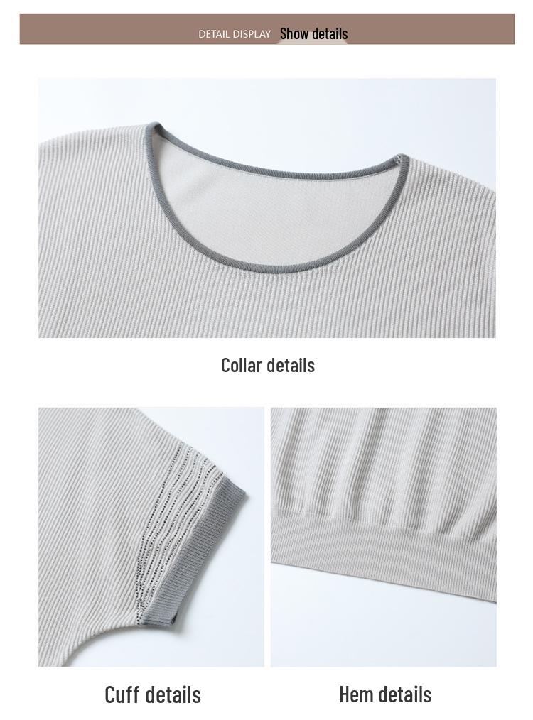 2026 Stylish Ice Silk T-Shirt for Middle-aged & Elderly Women - Elegant Round Neck, Short Sleeve Mother's Top