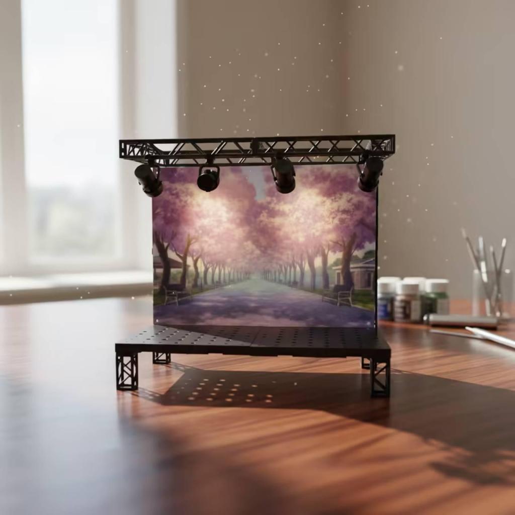 Display Stage with Lights DioramaStyle Figure Modular for Collectors, Photographers,