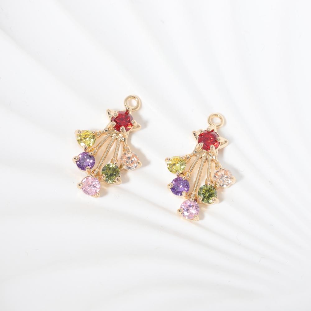 Sparkling Rainbow Zirconia Charms for Handmade Earrings Necklaces, 2pcs Set 2 pieces разноцветный