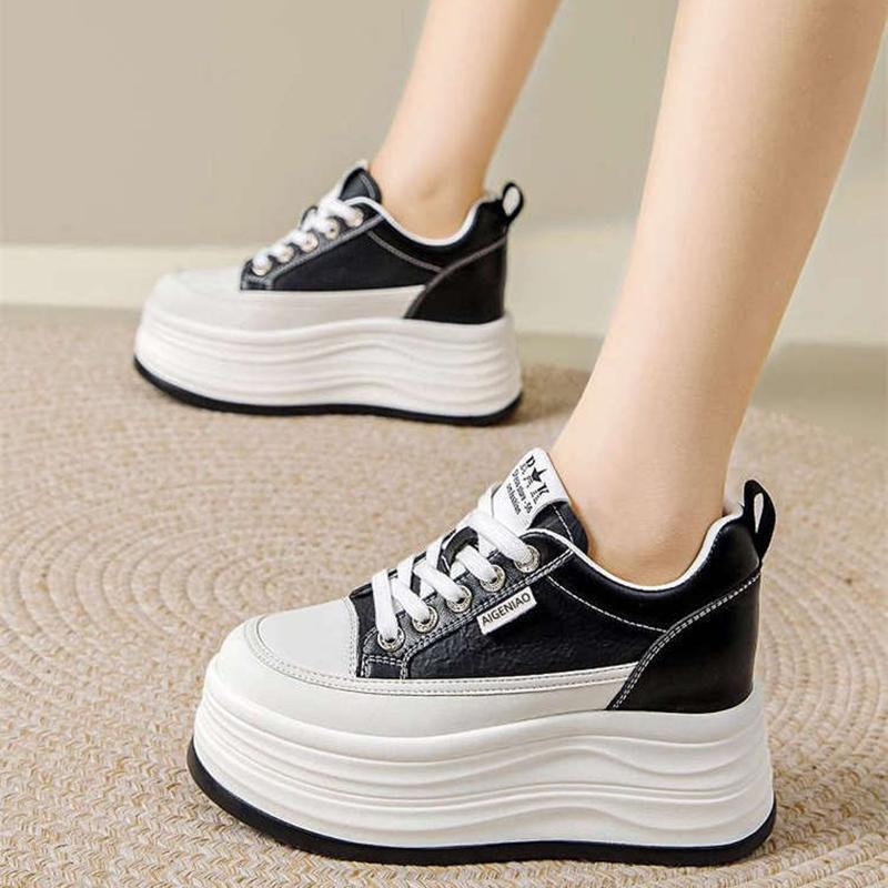 Microfiber White Platform Sneakers Women Wedge Heel Sneakers Shoes Comfy Casual Shoes