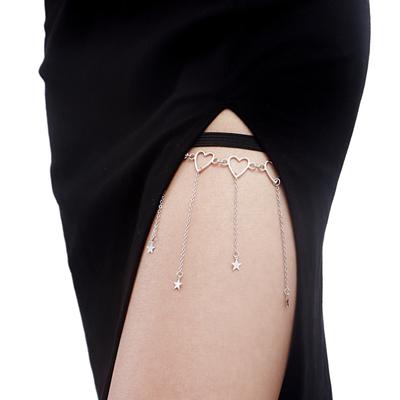 Sexy Oberschenkelkette Strumpfband Anhänger Herz Stern Quaste Oberschenkelkette Elastisch Sexy Körperkette Schmuck Nachtclub Party für Frauen