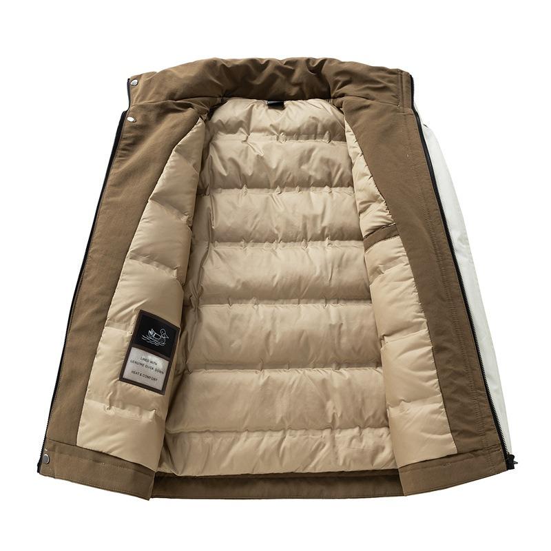 Daunenjacke% weiße Entendaune Herren Winter Neu Faltenfrei Stehkragen Locker Herren Kältebeständige Jacke