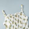 Women's Summer Lemon Floral Print Spaghetti Strap Midi Dress Tie Front Low Cut High Waist Side Slit Elegant Vacation Party Dress