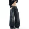 VIONA Vintage Men's Leopard Print Pocket Jeans Washed Distressed Wide Leg Baggy Fit Streetwear Casual Premium Denim Pants