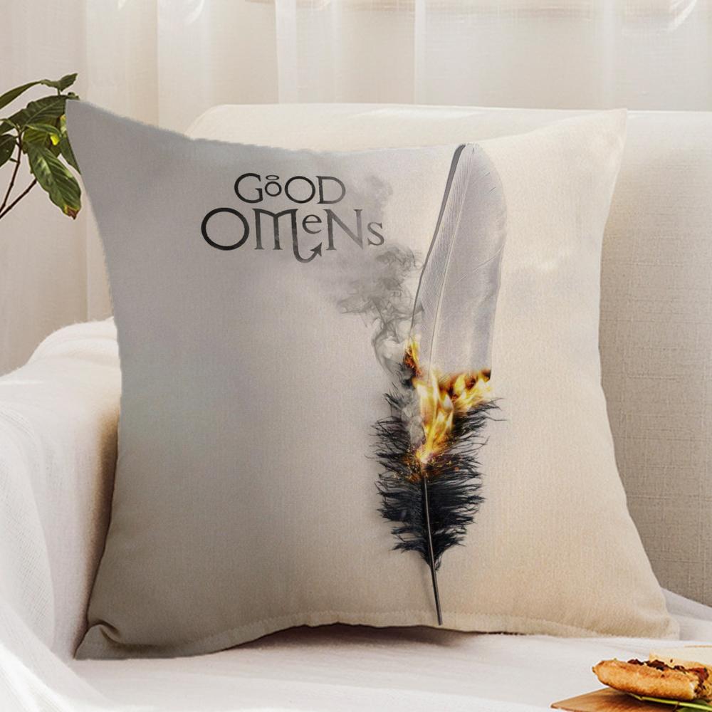 Tv G-Good O-Omens Cushion Cover Premium Comfort Reversible Pillow Cover - Dual - Use Design for Home & Car