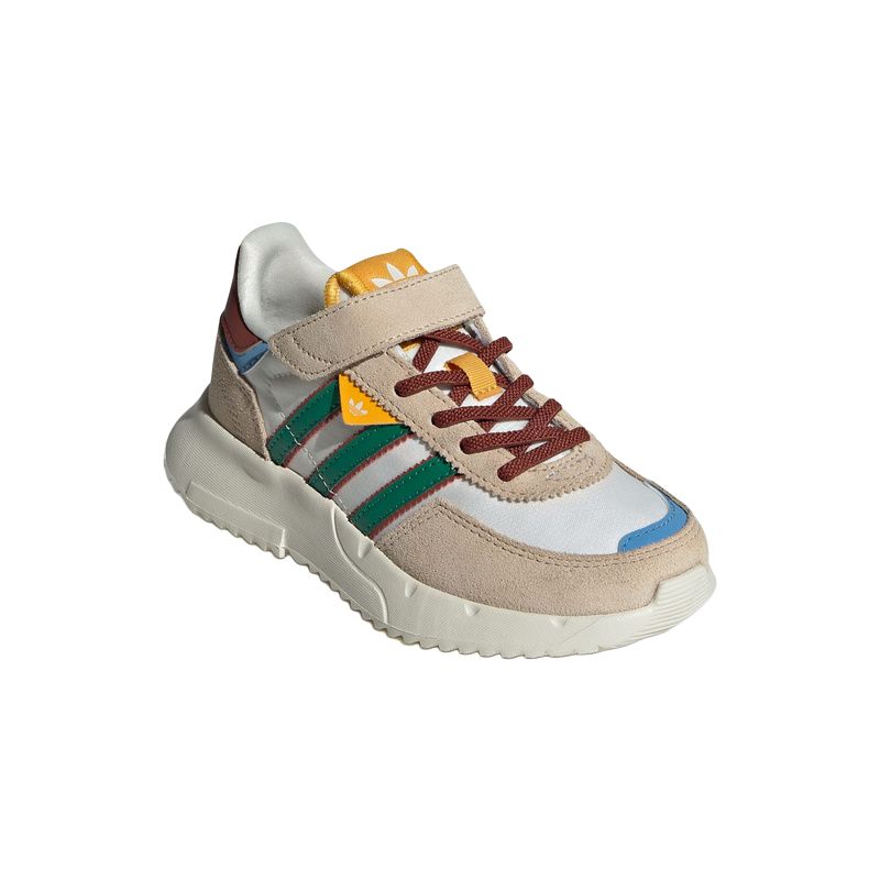 Adidas Originals Retropy F2 CF EL Trendy Sports Non-Slip Wear-Resistant Low-Top Casual Shoes Kids sneaker White Green Light-Brown JR7989
