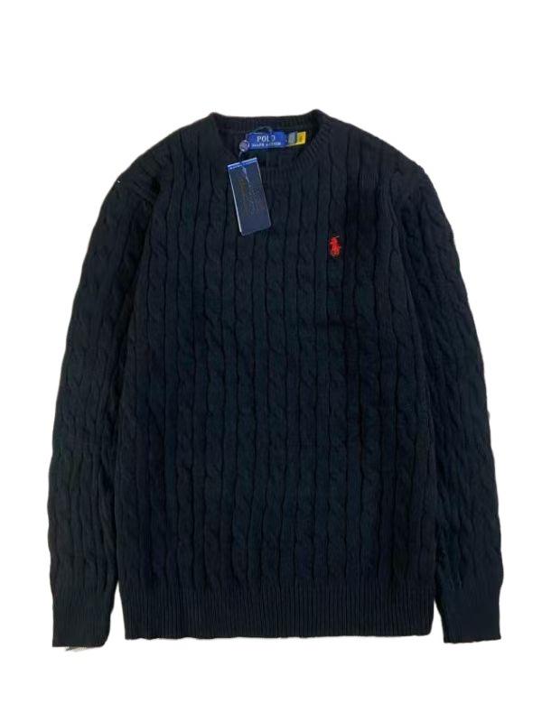 RL Ralph Lauren Pony Logo Crew Neck Knit Sweater - Men's & Women's Warm Autumn/Winter Cable Knit Pullover