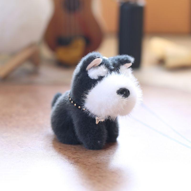 Keychain Dog Schnauzer Plush Doll Super Soft Pp Cotton Stuffed Toy Kids Decor