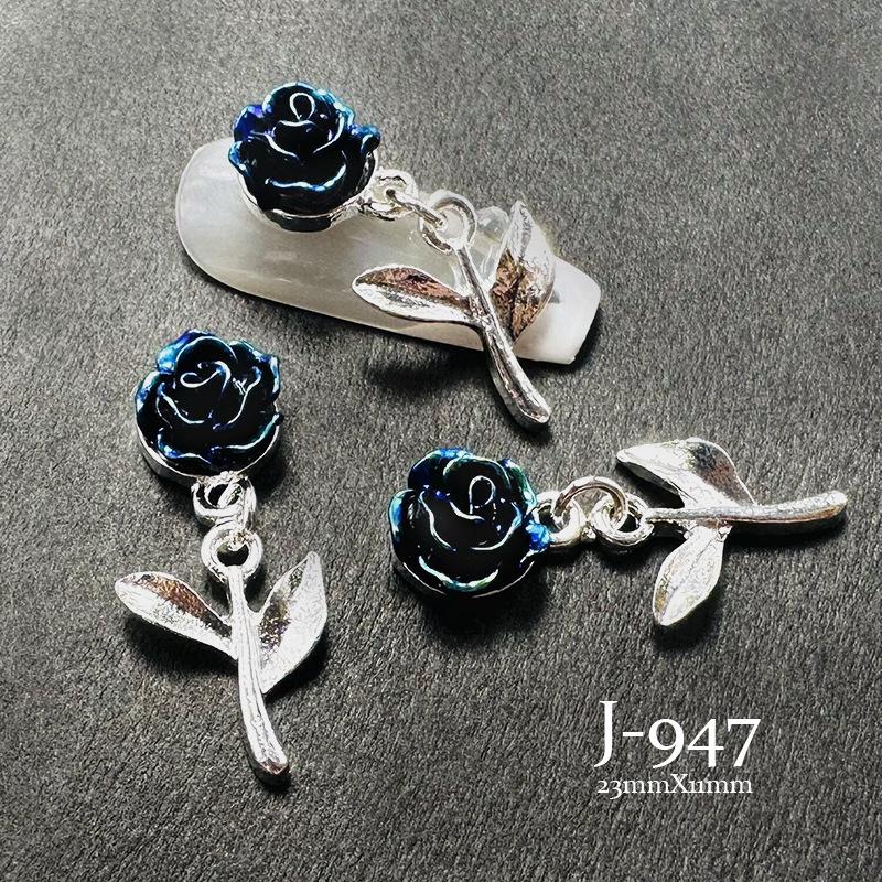 Trending Nail Art Alloy Camellia Pendant: Drip Oil Love, Black & White Rose, Color Edge Flower, Tassel Nail Diamond.