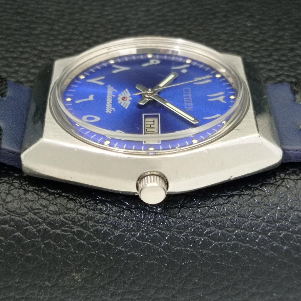 JAPAN VINTAGE CITIZEN AUTOMATIC 8200 MENS BLUE COLOR DIAL WATCH a500317-2 R151b-a500317
