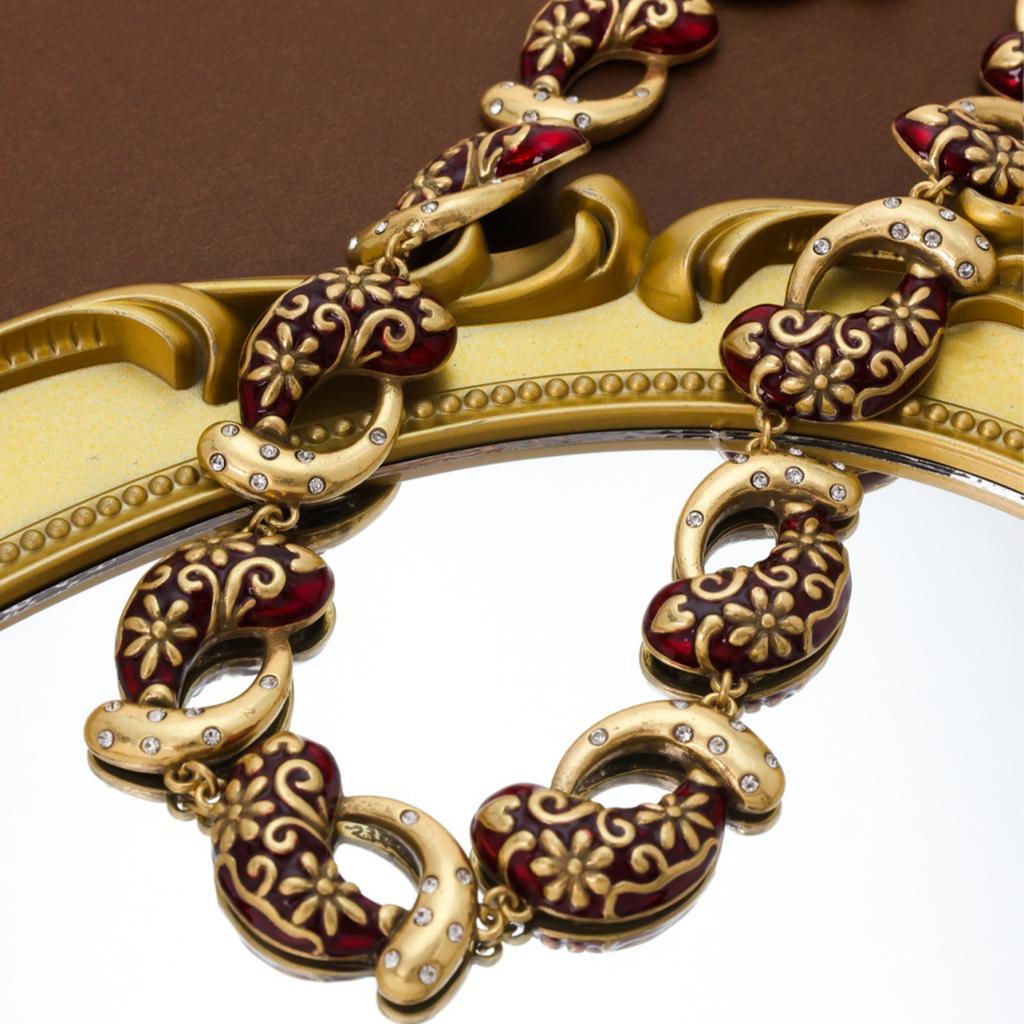 Mittelalterlicher Vintage Hofstil Retro Angola Rot Stecker Ohrringe Halskette Armband Set Nischendesign Premium