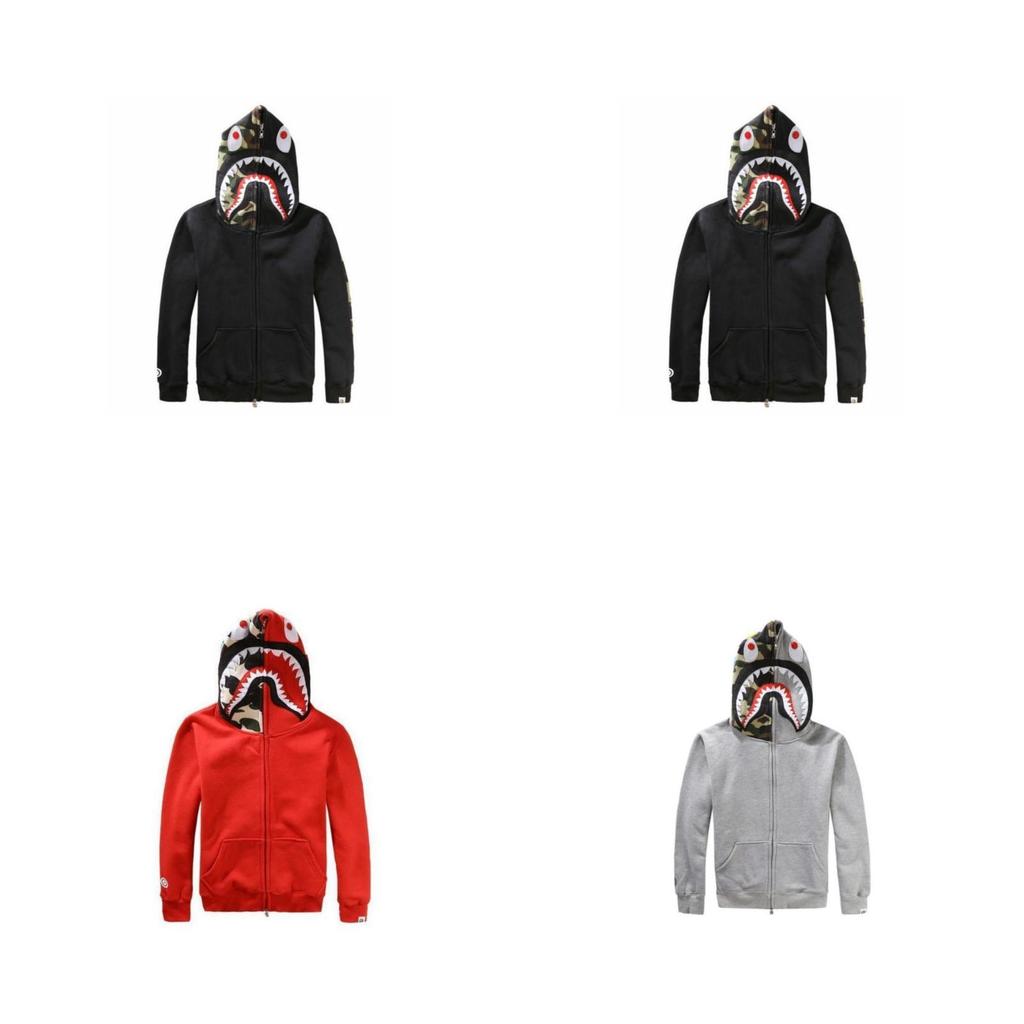 A Bathing Ape Sweat Kapuze Herren Hai Jacke Camouflage Pullover Jacke Schwarz Groß