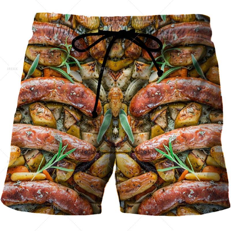 Summer 3D Food Graphic Print Shorts Fashionable Casual Beach Men's Shorts