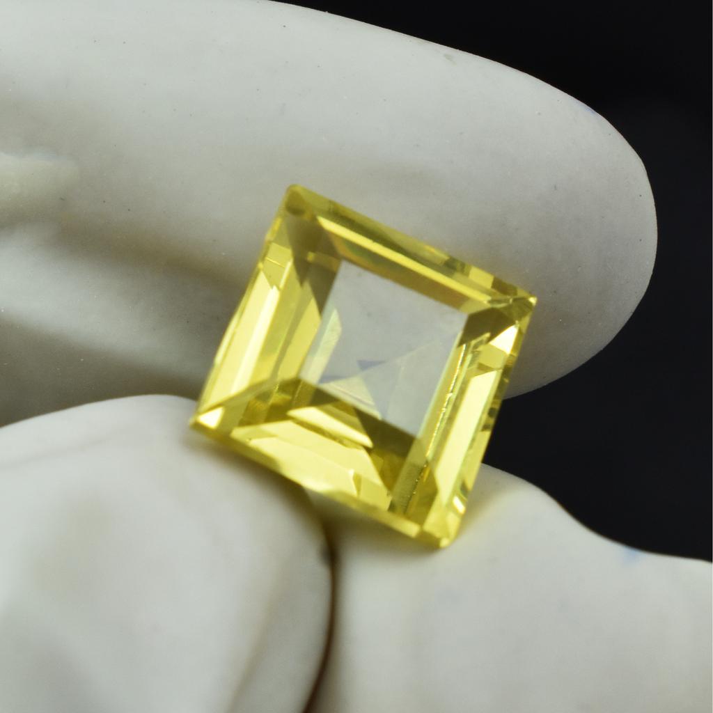Amazing Yellow Sapphire 9.60 Ct Square Shape Loose Natural Gemstone CERTIFIED
