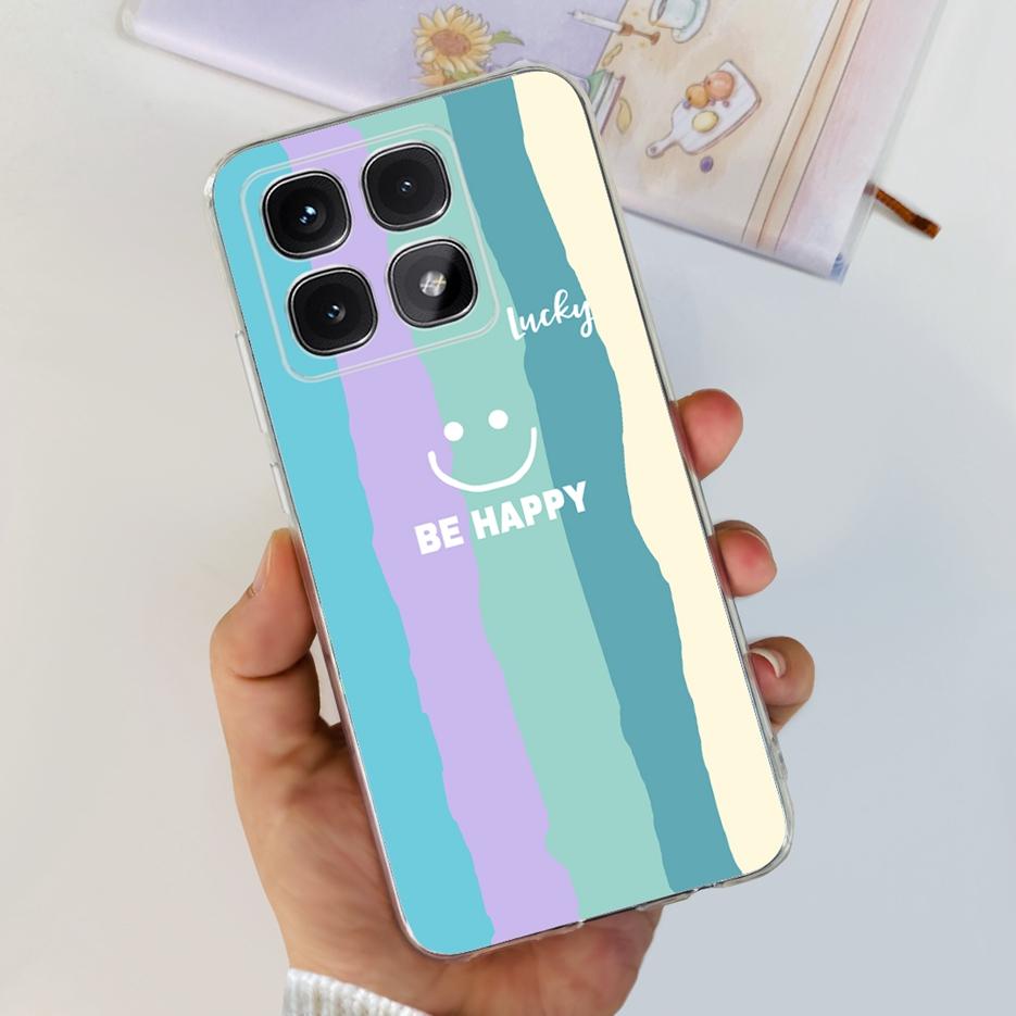 For Xiaomi 14T Pro Case Stylish Flowers Painted Cover 6.67'' Clear Silicone Phone Case For Xiaomi Mi 14T 14TPro Mi14T Soft Shell