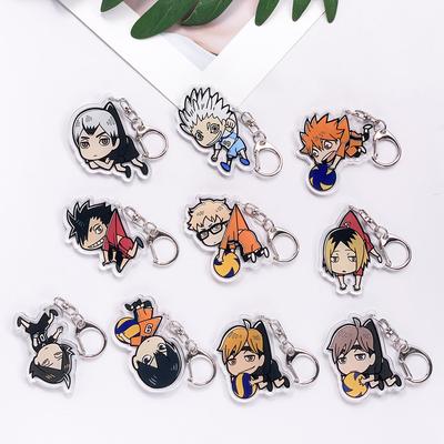 Anime Characters Haikyu Acrylic Car Keychain Accessories Funny Creative Trendy Bag Charm Backpack Pendant Keyring Gifts For Fans