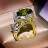 Luxurious Women's Silver Ring with Mermaid Green Zircon