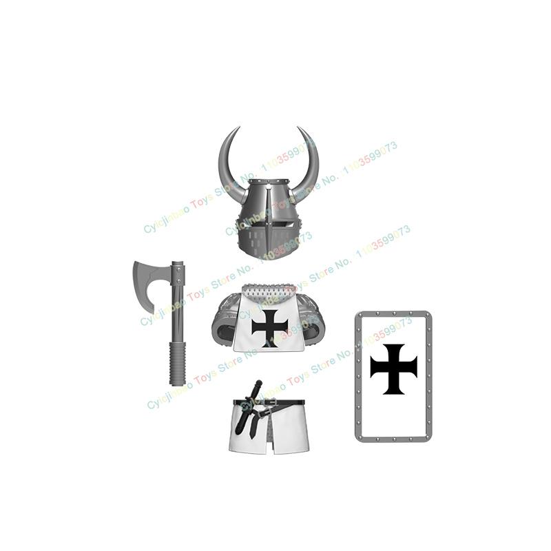 Medieval War Crusader Figure Temple Sepulchre Teutonic Hospital Heavy Armor Knight Armour Kids Blocks Toys Gift DT8901