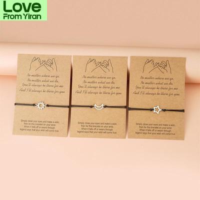 3 stücke Neue Einfache Sterne Mond Sonne Form Gute Freund Armbänder Handgemachte Seil Kette Freundschaft Armbänder Für Frauen Mädchen Schmuck Geschenk