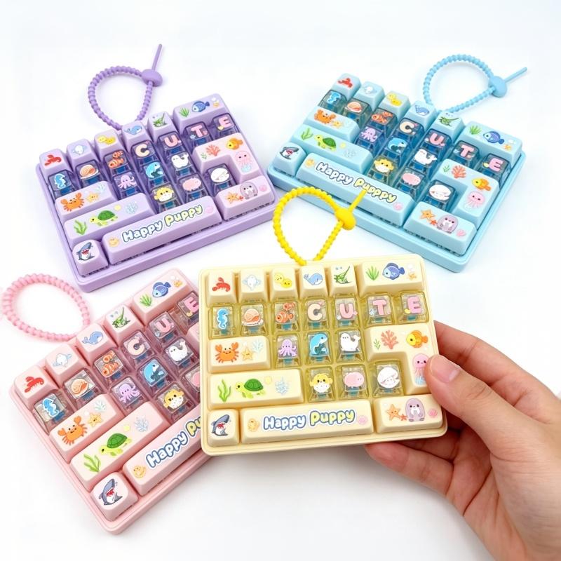 Creative 26 Keys Keyboard Stress Relief Toy Cute Cartoon Fidget Keychain Backpack Pendant for All Ages