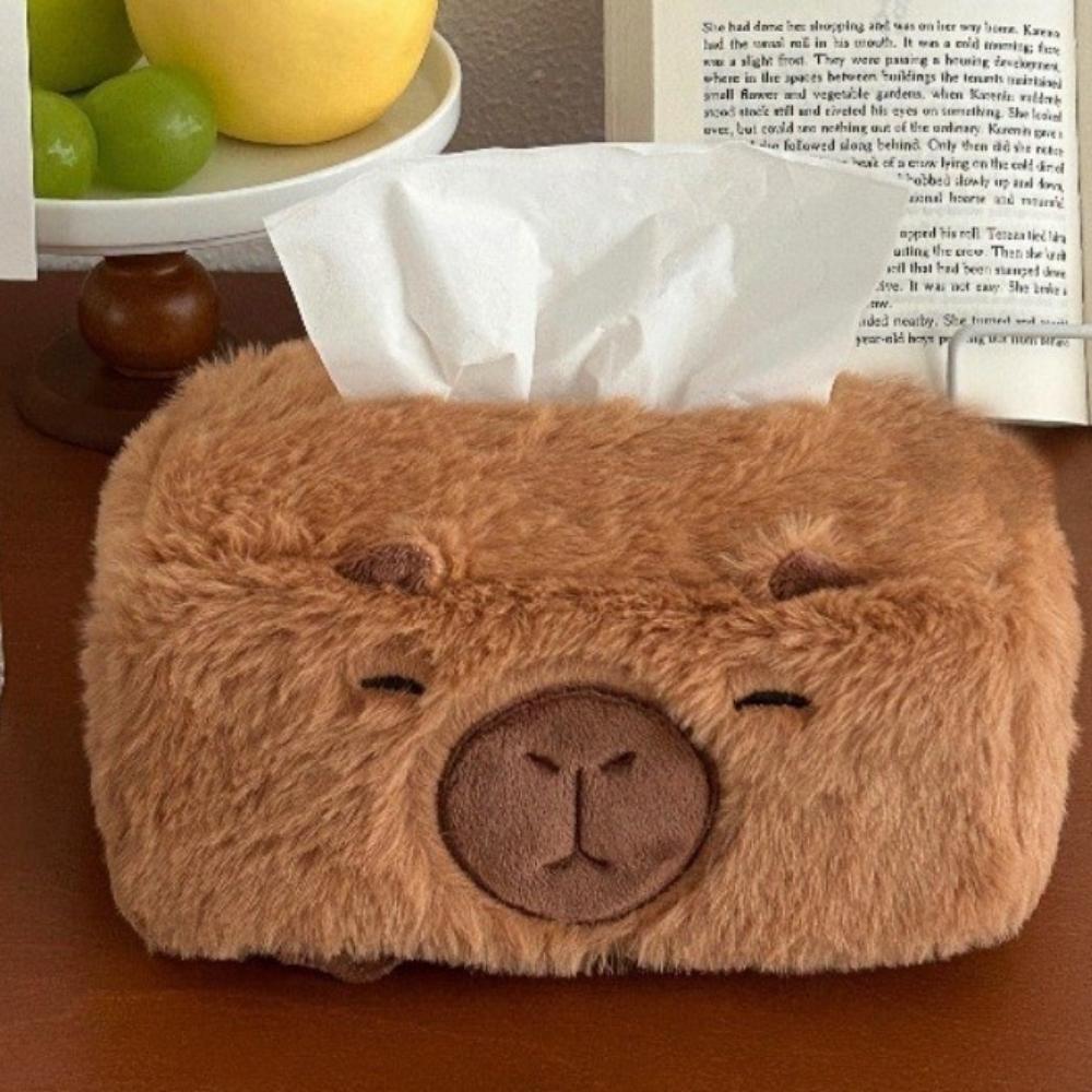 Rectangle Paper Roll Holder Plush Carpybra Roll Storage Holder Funny Tissue Basket  Decoration