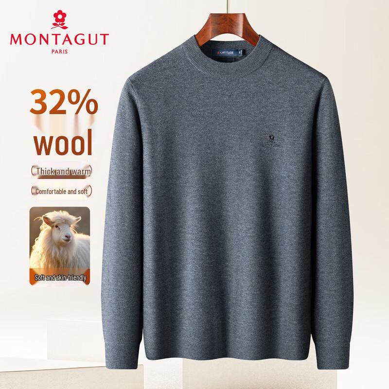 

MONTAGUT Men s 32% Merino Wool Blend Thick Warm Crewneck Sweater XL